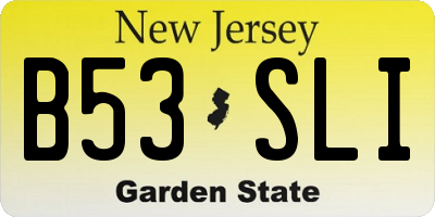 NJ license plate B53SLI