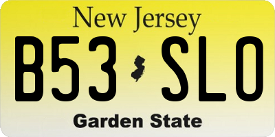 NJ license plate B53SLO