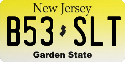NJ license plate B53SLT