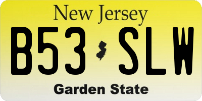 NJ license plate B53SLW