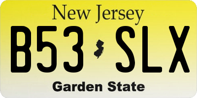 NJ license plate B53SLX