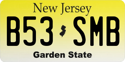 NJ license plate B53SMB