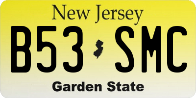 NJ license plate B53SMC