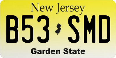 NJ license plate B53SMD