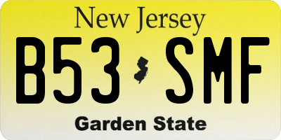 NJ license plate B53SMF