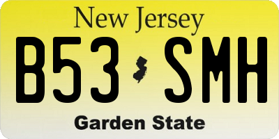 NJ license plate B53SMH