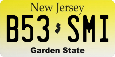 NJ license plate B53SMI
