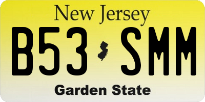 NJ license plate B53SMM