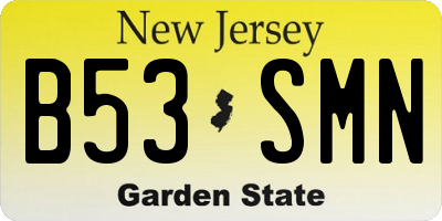 NJ license plate B53SMN