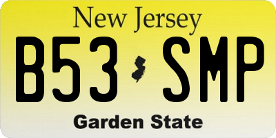 NJ license plate B53SMP