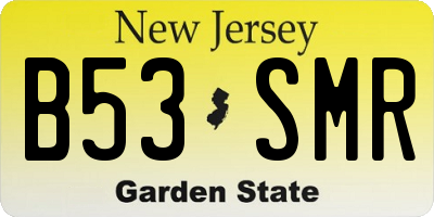 NJ license plate B53SMR