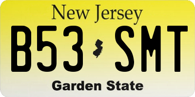 NJ license plate B53SMT