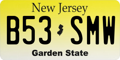 NJ license plate B53SMW
