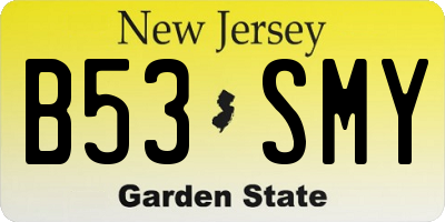 NJ license plate B53SMY