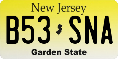 NJ license plate B53SNA