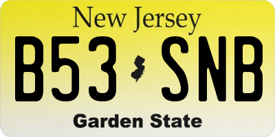 NJ license plate B53SNB