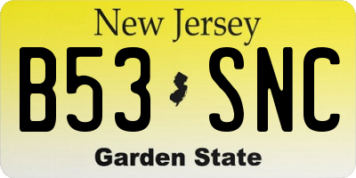NJ license plate B53SNC