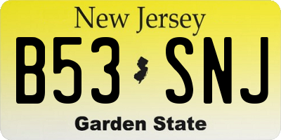 NJ license plate B53SNJ