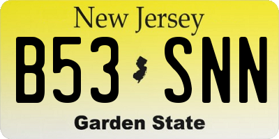 NJ license plate B53SNN