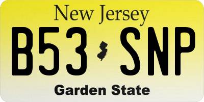 NJ license plate B53SNP