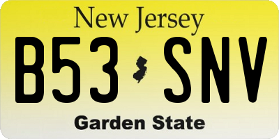 NJ license plate B53SNV
