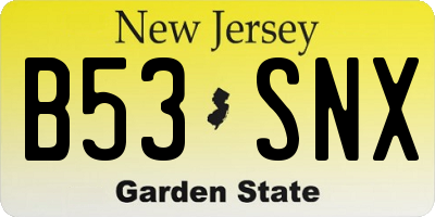 NJ license plate B53SNX