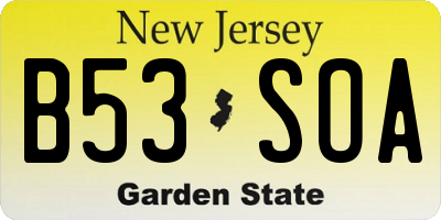 NJ license plate B53SOA