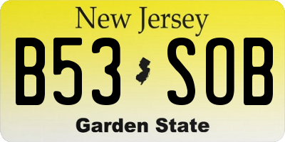 NJ license plate B53SOB