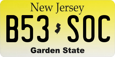 NJ license plate B53SOC