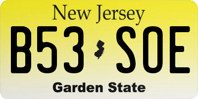 NJ license plate B53SOE
