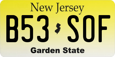 NJ license plate B53SOF