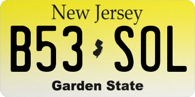 NJ license plate B53SOL