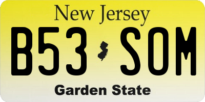 NJ license plate B53SOM