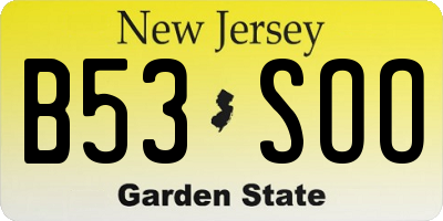 NJ license plate B53SOO