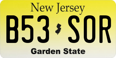 NJ license plate B53SOR