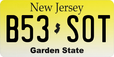 NJ license plate B53SOT