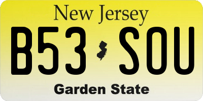 NJ license plate B53SOU