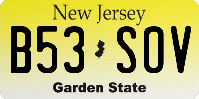 NJ license plate B53SOV