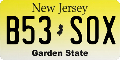 NJ license plate B53SOX