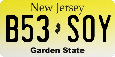 NJ license plate B53SOY