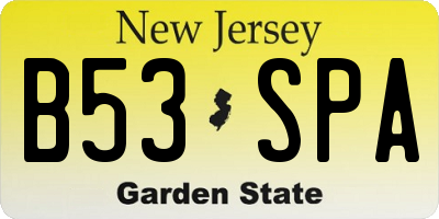 NJ license plate B53SPA