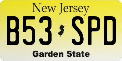 NJ license plate B53SPD