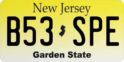 NJ license plate B53SPE