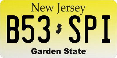 NJ license plate B53SPI