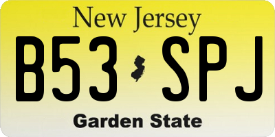 NJ license plate B53SPJ