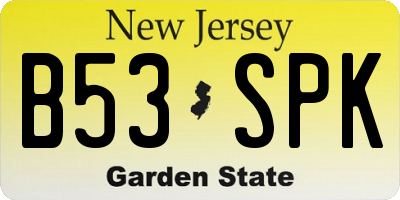 NJ license plate B53SPK
