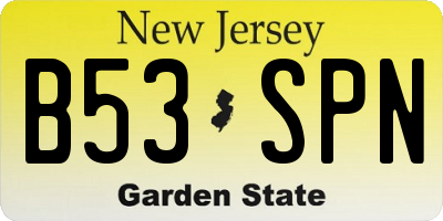 NJ license plate B53SPN