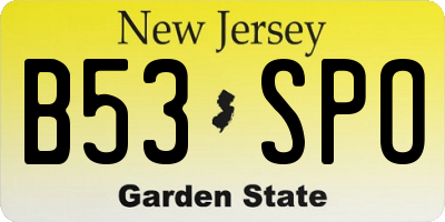 NJ license plate B53SPO