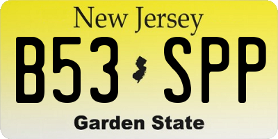 NJ license plate B53SPP