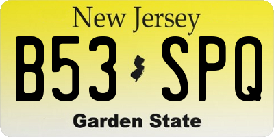 NJ license plate B53SPQ
